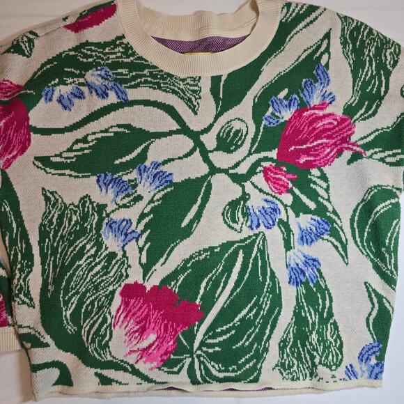 Maeve by Anthropologie Cropped Crewneck Floral Retails $118 - Picture 6 of 7